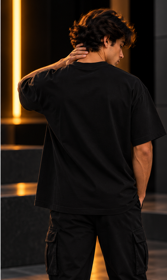 Men’s TL Box Tee Black plain back model view