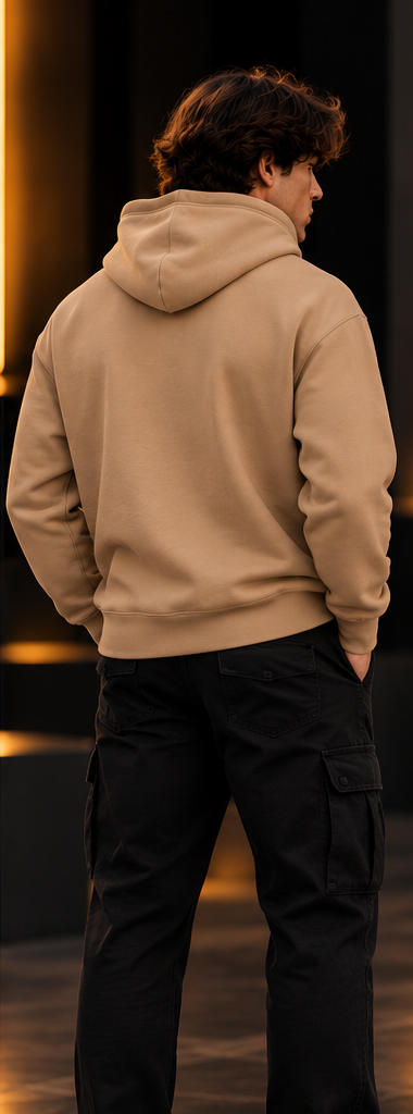 Trendi Levendi Classic Hoodie latte back dark studio model photo
